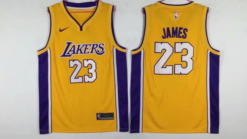 Men Los Angeles Lakers #23 James Yellow Nike NBA Jerseys->->NBA Jersey